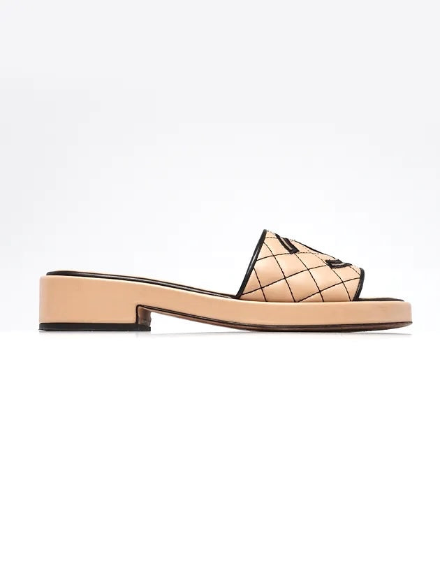 CHANEL CC QUILTED LAMBSKIN LEATHER MULES