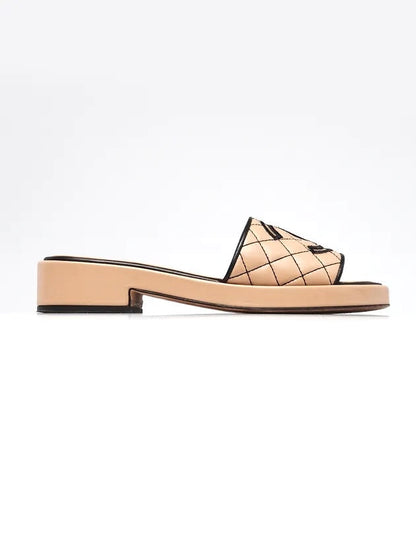 CHANEL CC QUILTED LAMBSKIN LEATHER MULES