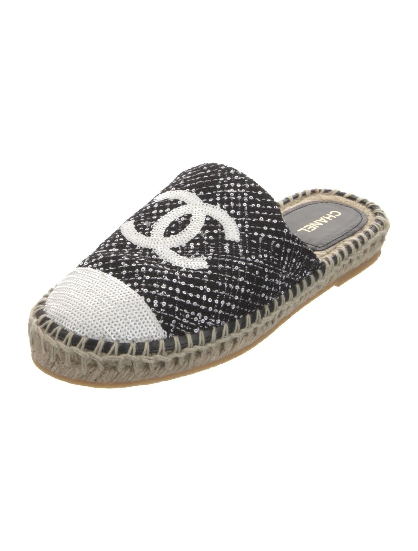 CHANEL CC SEQUIN MULE ESPADRILLES