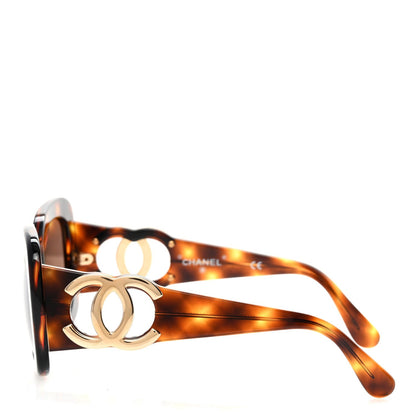CHANEL CC TORTOISE OVERSIZED SUNGLASSES