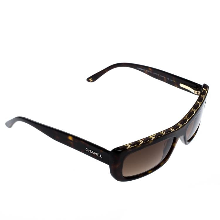 CHANEL 5130-Q RECTANGULAR SUNGLASSES HAVANA