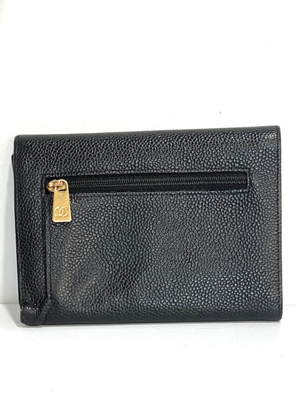 CHANEL VINTAGE COCO CAVIAR TRI-FOLD WALLET