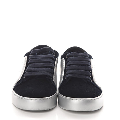 CHANEL METALLIC CALFSKIN VELVET CC SNEAKERS