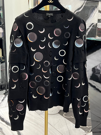CHANEL CASHMERE ABSTRACT SPACE MOON RUNWAY SWEATER