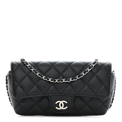 CHANEL CAVIAR QUILTED GLASSES CELL PHONE CASE WITH CHAIN