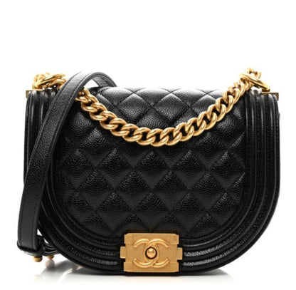 CHANEL CAVIAR QUILTED LEATHER SMALL BOY MESSENGER BAG