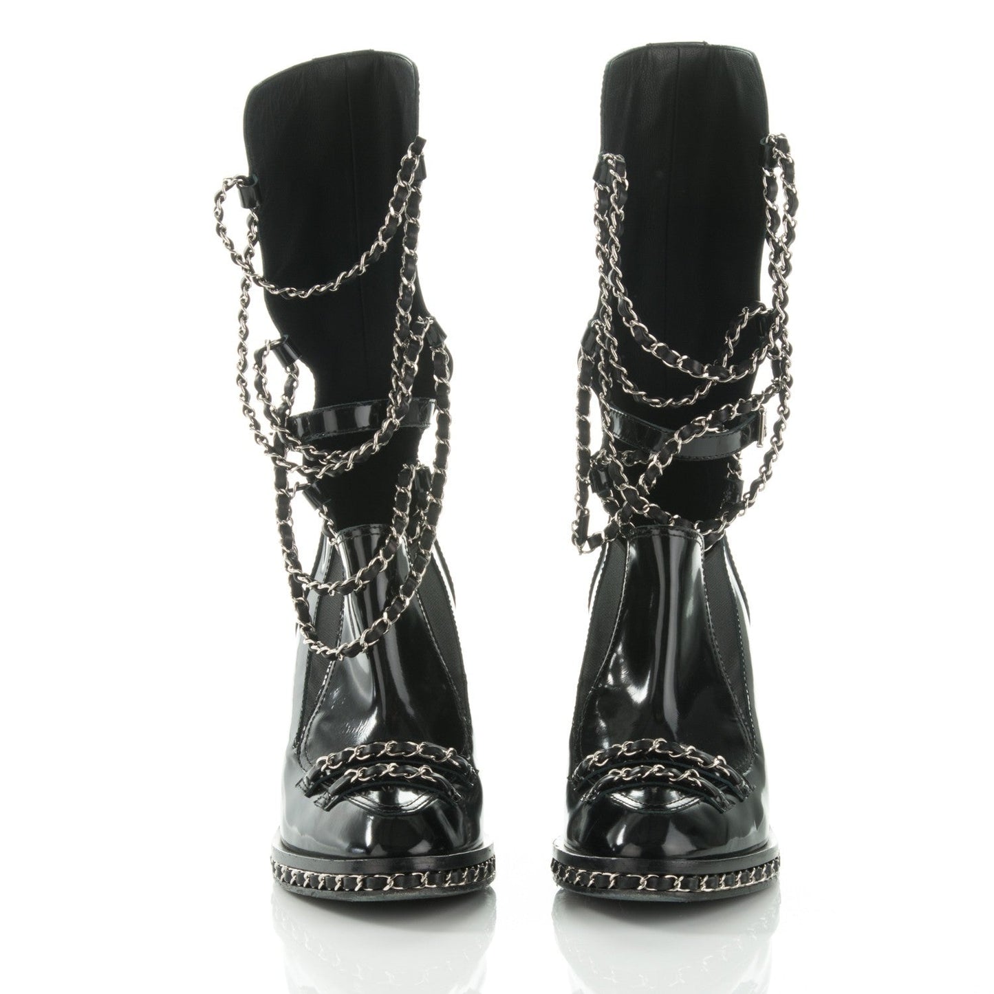 CHANEL CC RUNWAY GLAZED CHAIN OBSESSION BOOTS