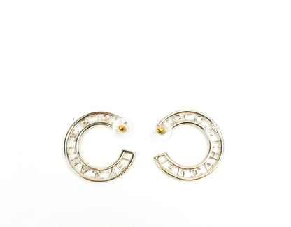 CHANEL CRYSTAL PEARL CC HOOP EARRINGS