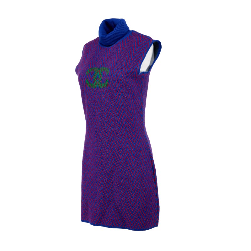 CHANEL CHEVRON CC SLEEVELESS CASHMERE KNIT DRESS
