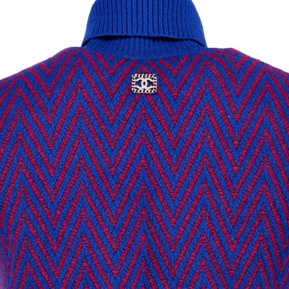 CHANEL CHEVRON CC SLEEVELESS CASHMERE KNIT DRESS