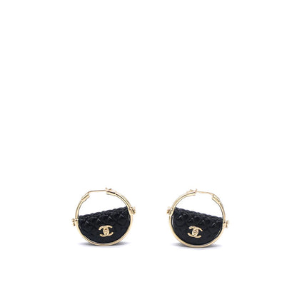 CHANEL CC CRUISE COLLECTION QUILTED FLAP BAG HOOP EARRINGS