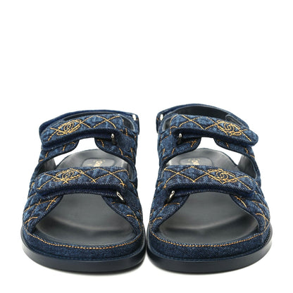 CHANEL VELCRO DENIM QUILTED DAD SANDALS