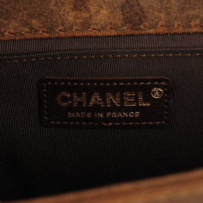 CHANEL DISTRESSED NUBUCK QUILTED MED BOY FLAP BAG