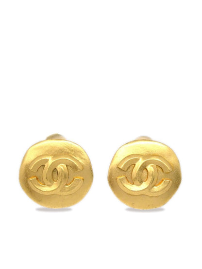 CHANEL 96P 24K GOLD PLATED CC CLIP ON EARRINGS