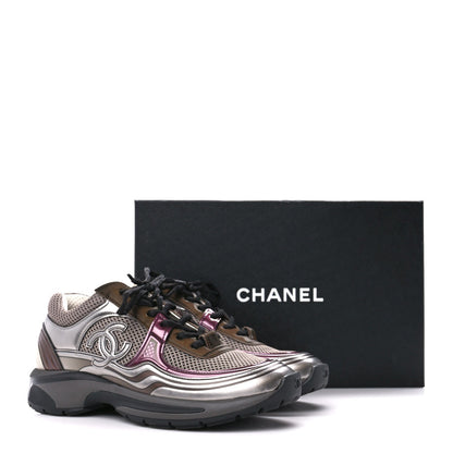 CHANEL FABRIC LAMINATED CALFSKIN CC SNEAKERS