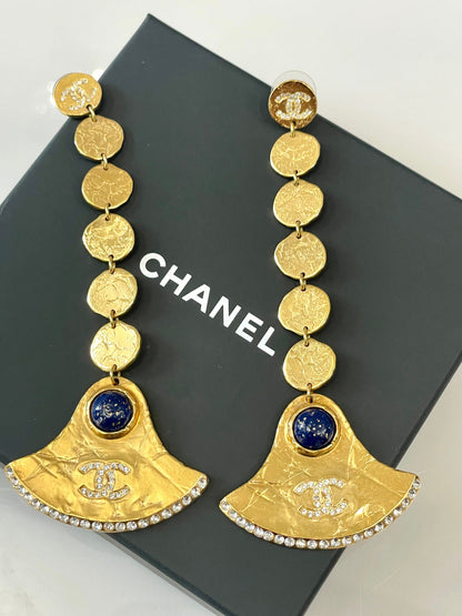 CHANEL ANCIENT EGYPT GOLD-TONE GLASS EARRINGS