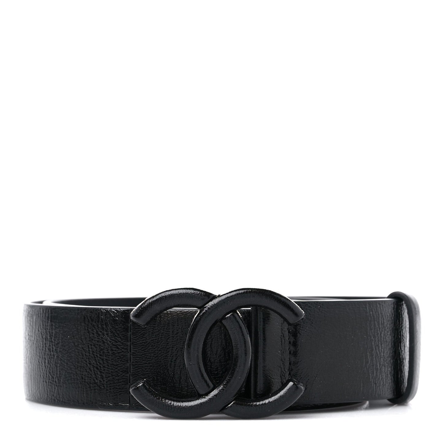 CHANEL INTERLOCKING CC LOGO LEATHER BELT