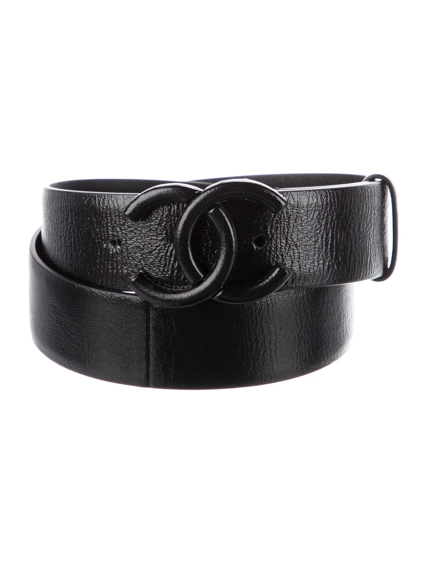 CHANEL INTERLOCKING CC LOGO LEATHER BELT
