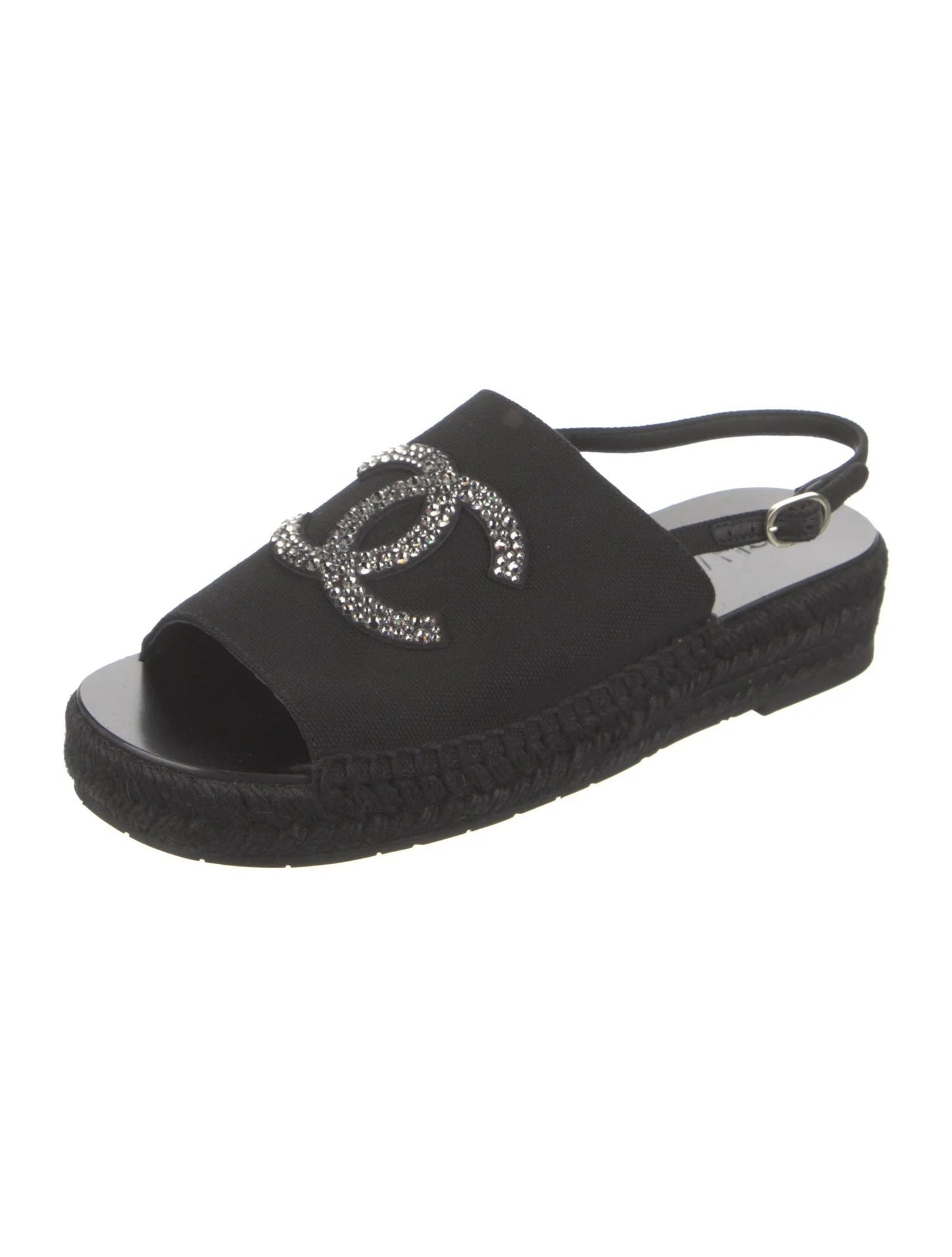 CHANEL INTERLOCKING CC LOGO SLINGBACK SANDALS