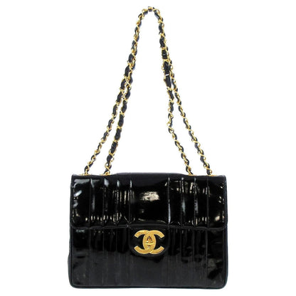 CHANEL JUMBO MADEMOISELLE VERTICAL QUILT VINTAGE PATENT LEATHER BAG
