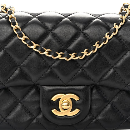 CHANEL LAMBSKIN LEATHER MINI PEARL CRUSH SQUARE FLAP BAG