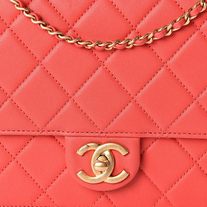 CHANEL QUILTED LAMBSKIN PEARL CHAIN MEDIUM FLAP BAG