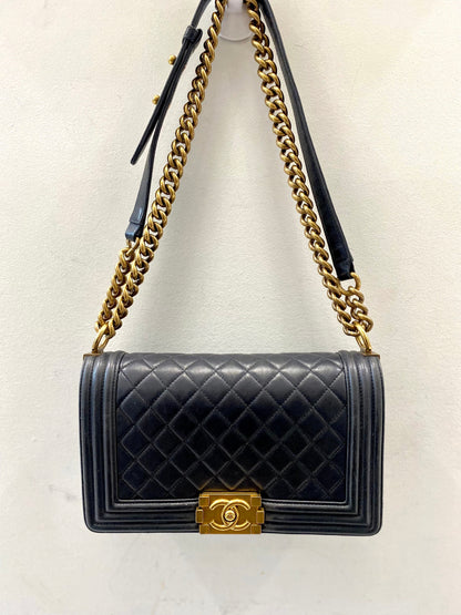 CHANEL LAMBSKIN QUILTED MEDIUM BOY FLAP BAG