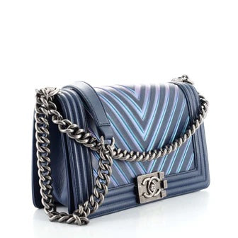 CHANEL HOLOGRAPHIC CHEVRON LAMBSKIN MEDIUM BOY BAG