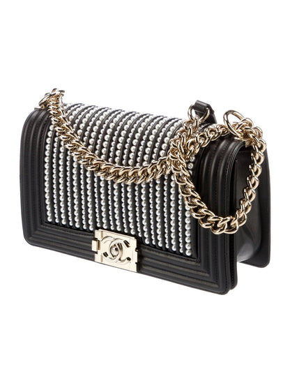CHANEL CALFSKIN MEDIUM PEARL BOY BAG