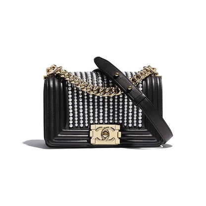 CHANEL CALFSKIN MEDIUM PEARL BOY BAG