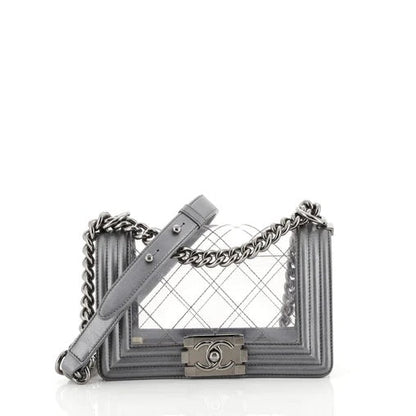 CHANEL METALLIC LAMBSKIN PVC QUILTED SMALL BOY BAG