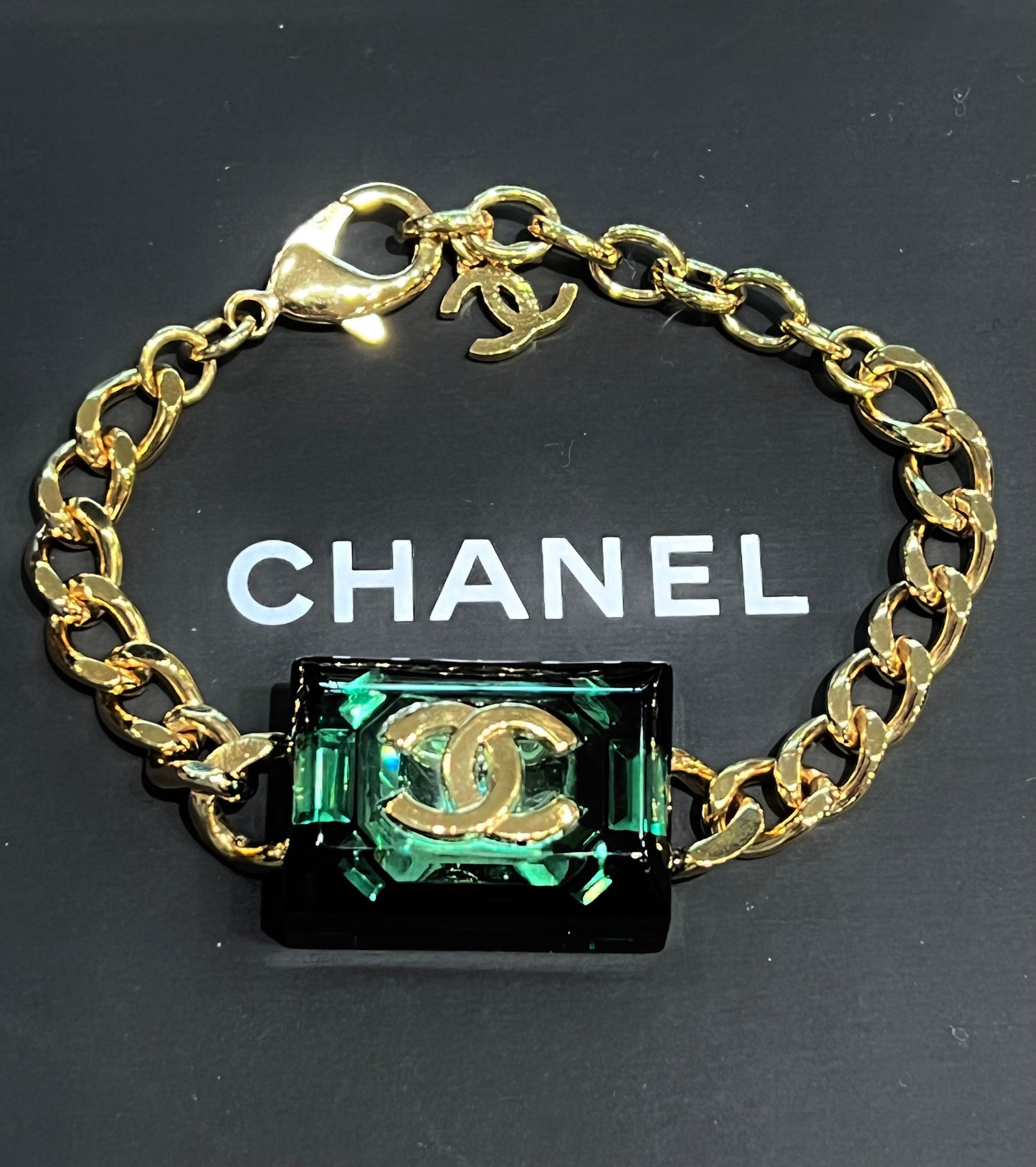 CHANEL MIRROR RESIN CC CHAIN LINK BRACELET