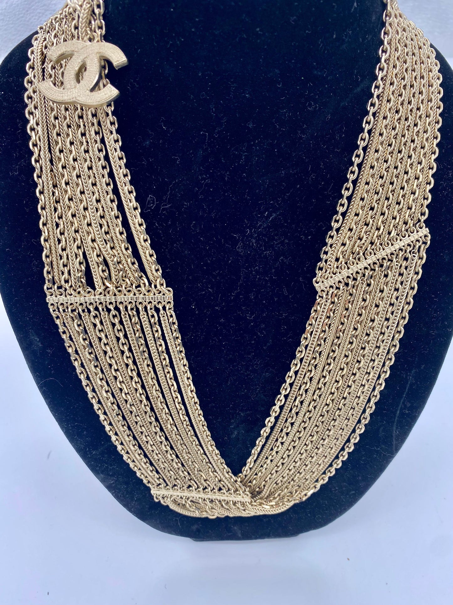 CHANEL CC MULTI STRAND CHAIN LINK NECKLACE