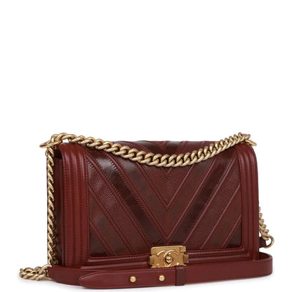 CHANEL CHEVRON QUILTED LAMBSKIN BOY BAG NEW MEDIUM