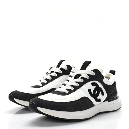 CHANEL CC CALFSKIN SUEDE & NYLON SNEAKERS