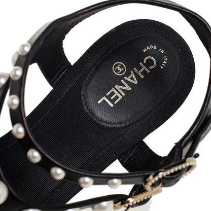 CHANEL PEARL EMBELLISHED THONG FLAT SANDALS