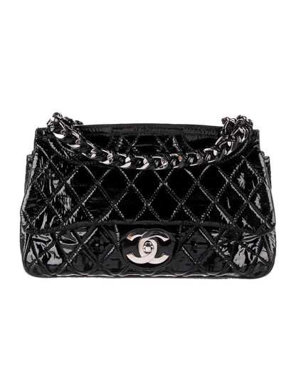CHANEL QUILTED PATENT LEATHER DAY GLO FLAP BAG