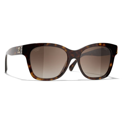 CHANEL CC POLARIZED SUNGLASSES BROWN TORTOISE