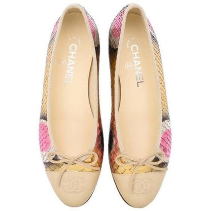 CHANEL CC PYTHON BALLERINA FLATS