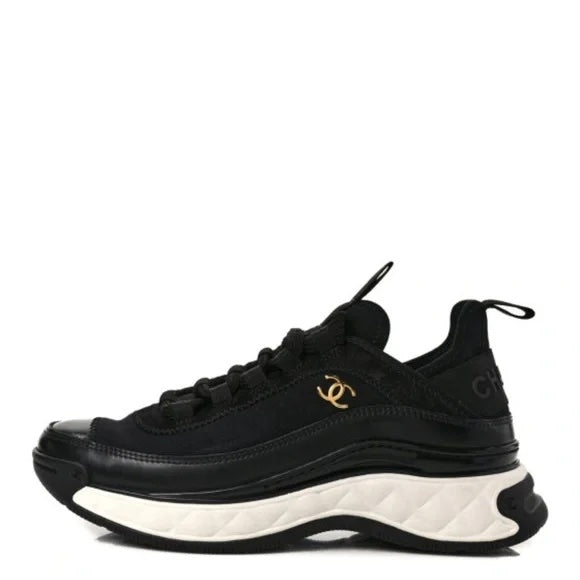 CHANEL QUILTED CC TRAINER SNEAKERS