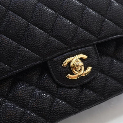 CHANEL QUILTED CAVIAR LEATHER  CLASSIC DOUBLE FLAP MEDIUM BAG