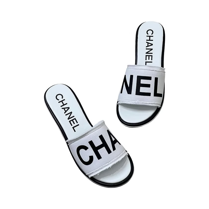 CHANEL RAW EDGE & LEATHER CHA NEL MULES