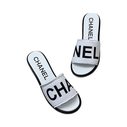 CHANEL RAW EDGE & LEATHER CHA NEL MULES