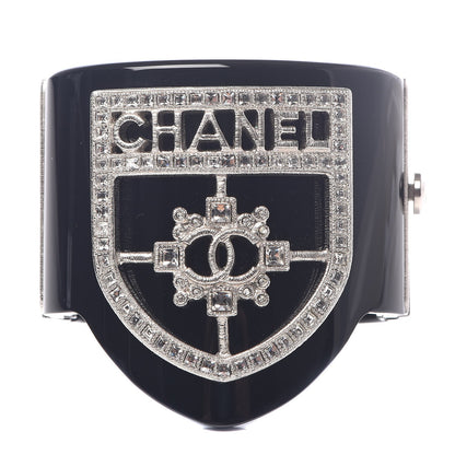 CHANEL RESIN SWAROVSKI BAGUETTE CRYSTAL CC CUFF BRACELET