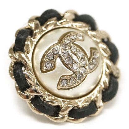 CHANEL ROUND CC CRYSTAL CHAIN GOLD-TONE EARRINGS