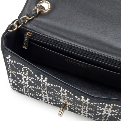 CHANEL RUTHENIUM STRASS CRYSTAL EMBELLISHED MINI CLASSIC FLAP BAG