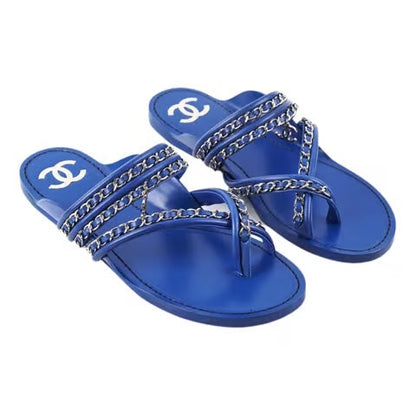 CHANEL CC CHAIN LEATHER SANDALS