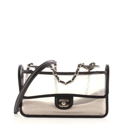 CHANEL SAND BY THE SEA PVC & LAMBSKIN MEDIUM FLAP BAG