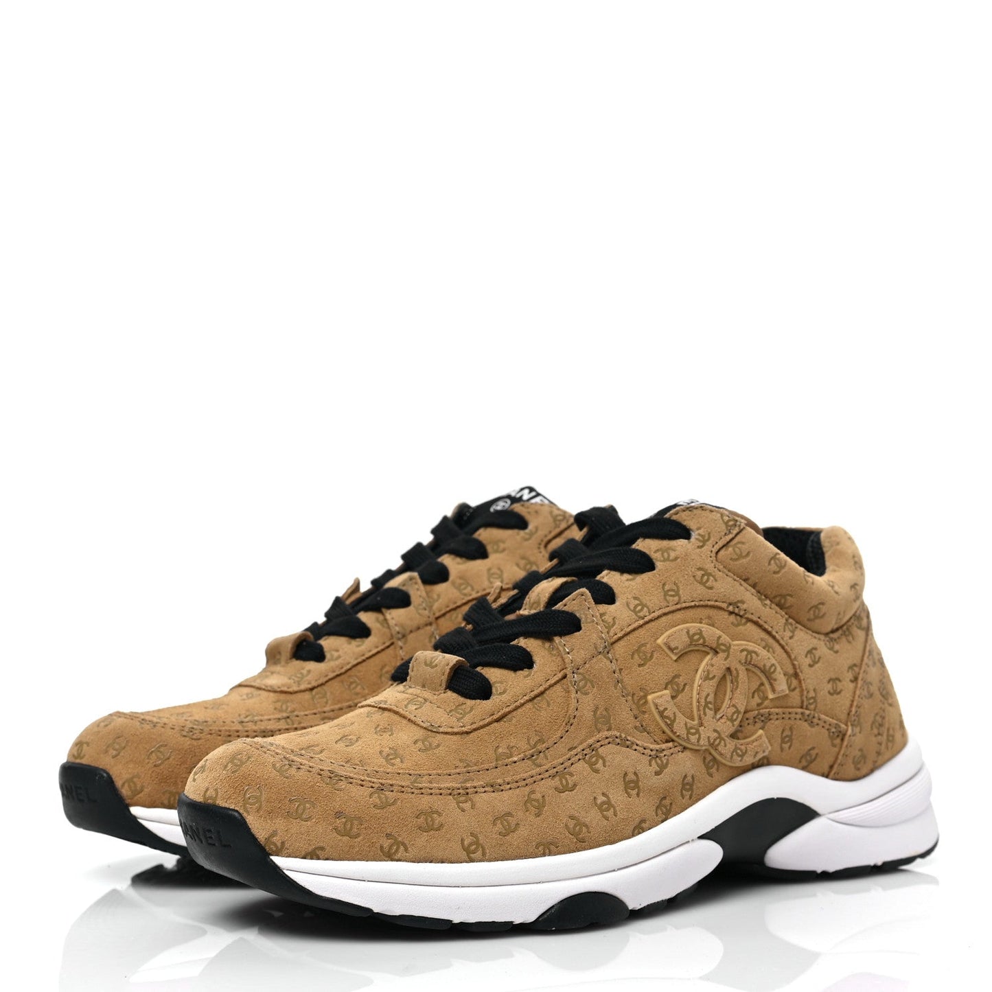 CHANEL SUEDE CALFSKIN PRINTED CC LOW-TOP SNEAKERS