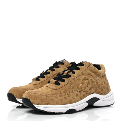CHANEL SUEDE CALFSKIN PRINTED CC LOW-TOP SNEAKERS